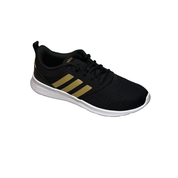 Adidas Cloudfoam Comfort Running Shoes Black Gold Kids Size 9 Youth Athletic - Picture 5 of 7